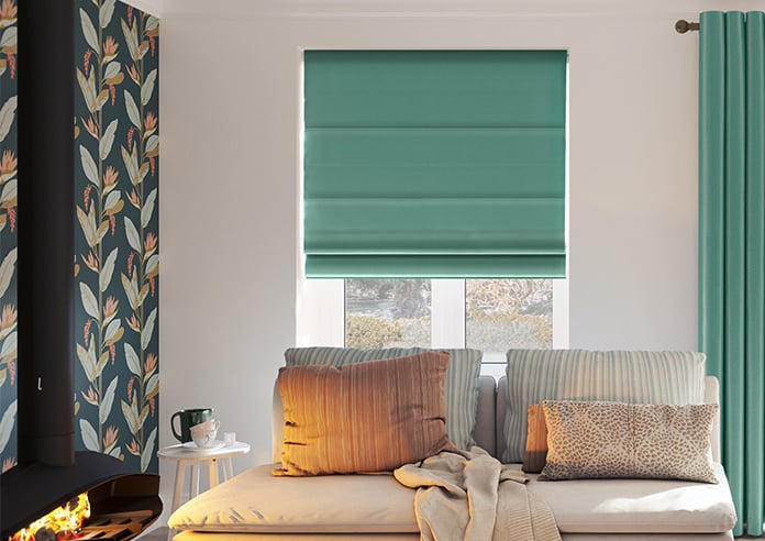 Akoya Faux Silk, Lustre Emerald Green - Motorised Roman Blind - Image 3
